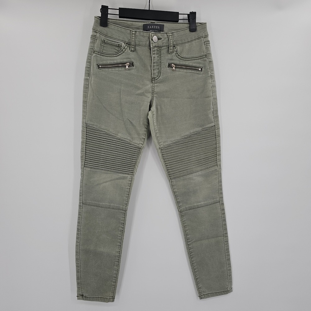 Harper Cropped Jeans Size 27 Light Green Skinny Moto Denim Super Stretch Juniors